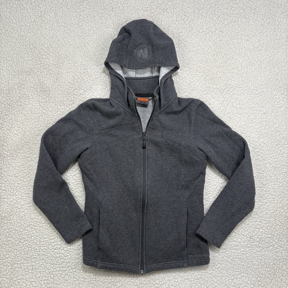 Merrell Women's Full Zip Fleece Hoodie Small Grey Outdoor Hiking Hooded‎ Pockets